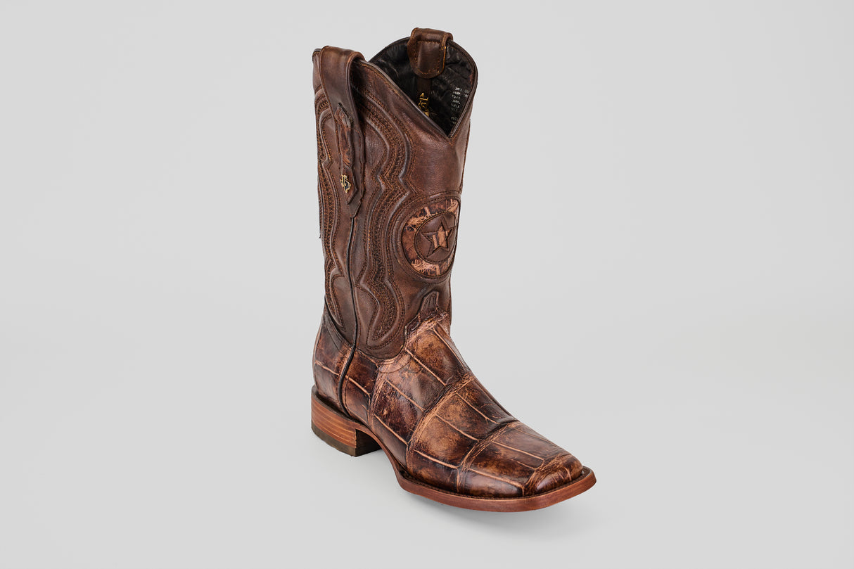 James - Rustic Brown - Square Toe (Alligator Hornback)