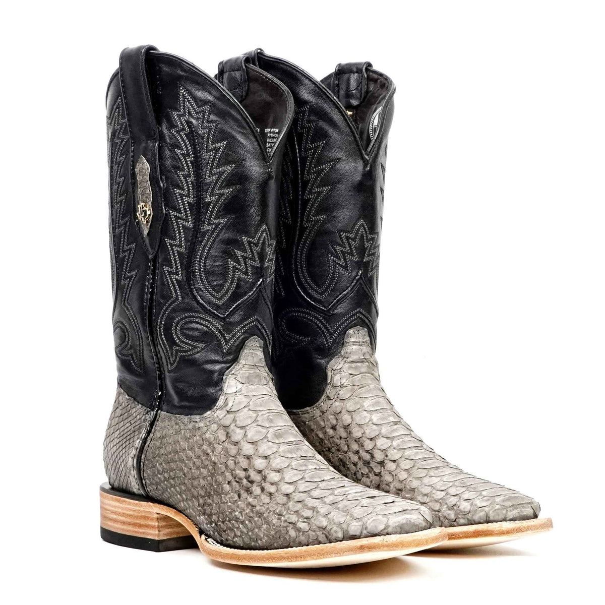 Tanner Python Boots - Matte Gray - Square Toe (PN30)