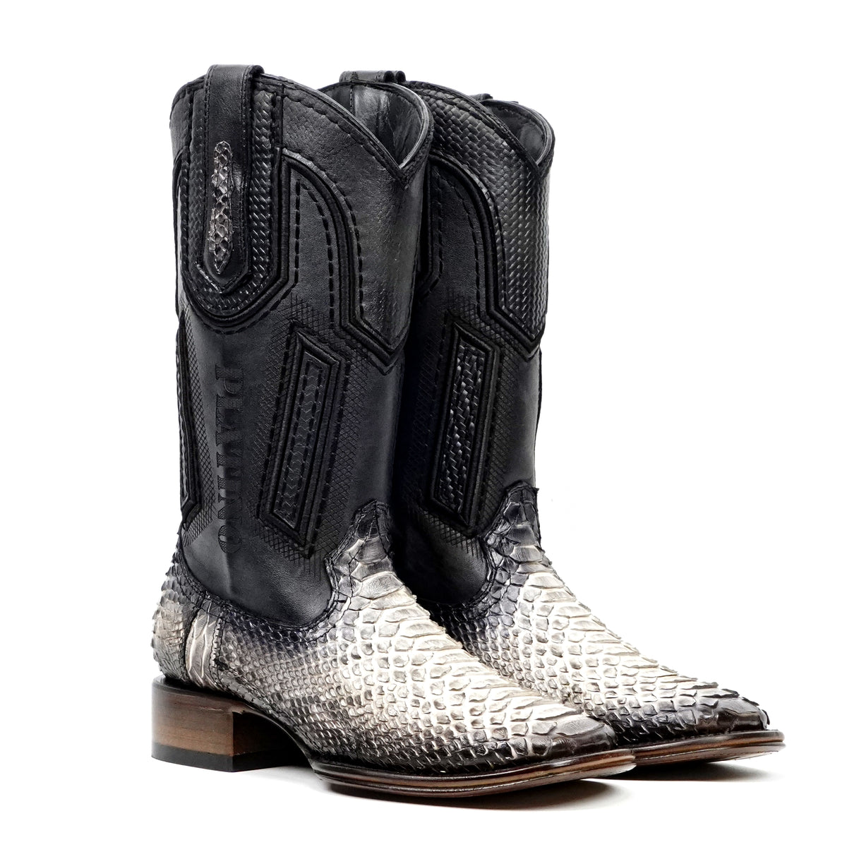 Tanner Platinum Python Boots - Natural - Square Toe - Gomez Western Wear