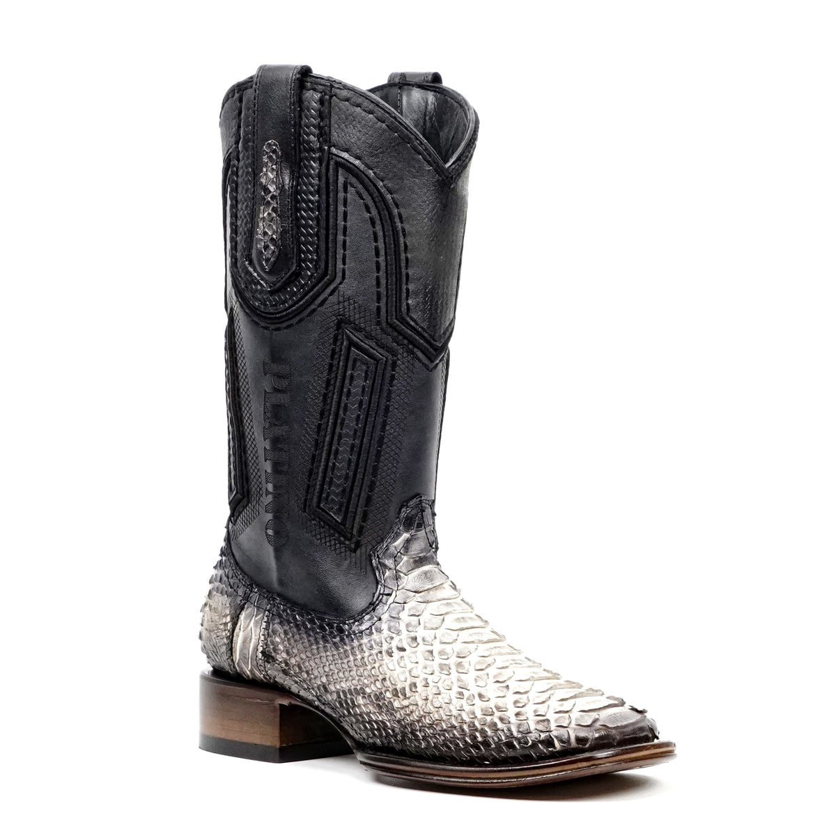 Tanner Platinum Python Boots - Natural - Square Toe - Gomez Western Wear