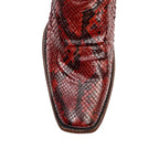 Tanner Python Boots – Ruby Red – Narrow Square Toe (DP100) - Gomez Western Wear