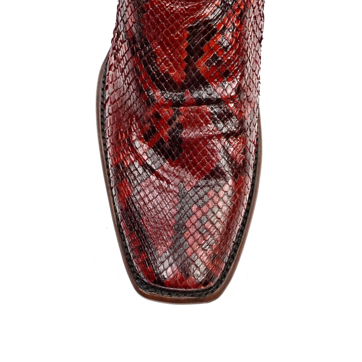 Tanner Python Boots – Ruby Red – Narrow Square Toe (DP100) - Gomez Western Wear