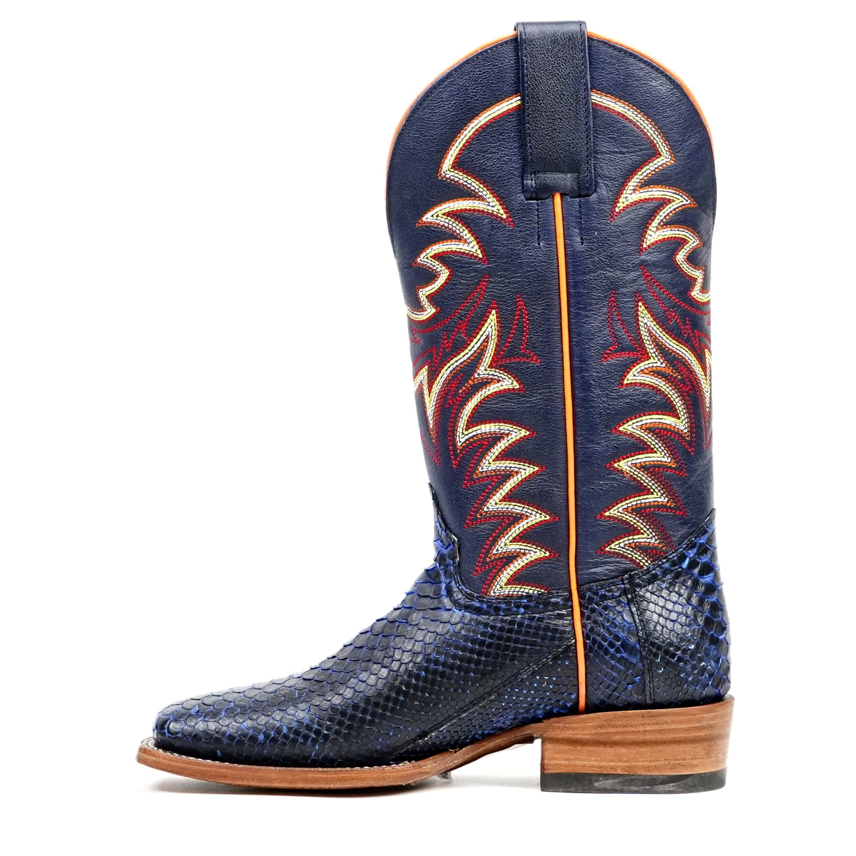 Braxton Python Boots - Navy Blue - Square Toe - Gomez Western Wear