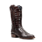 James Platinum Full Alligator Boots - Espresso Brown - Round Toe - Gomez Western Wear