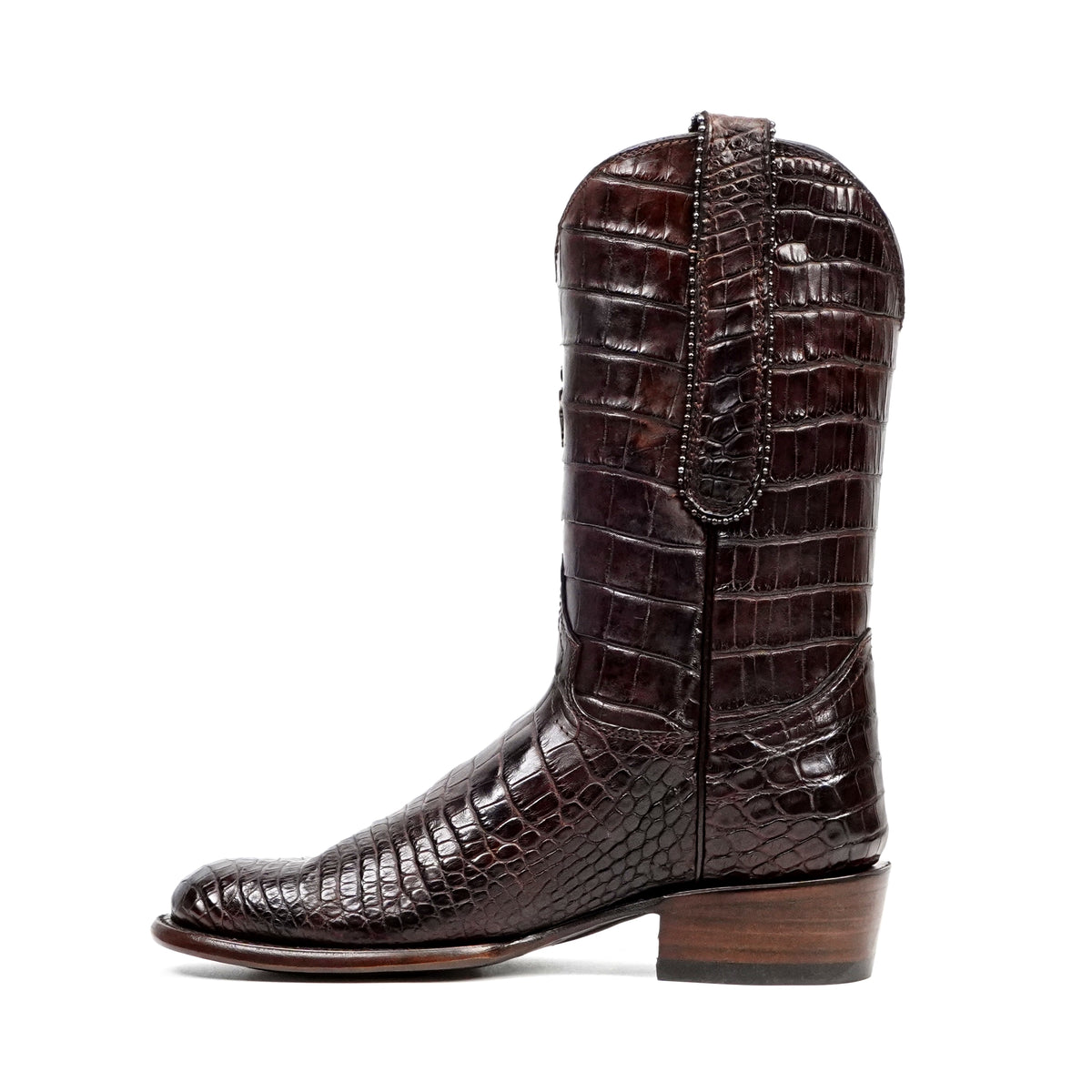 James Platinum Full Alligator Boots - Espresso Brown - Round Toe - Gomez Western Wear