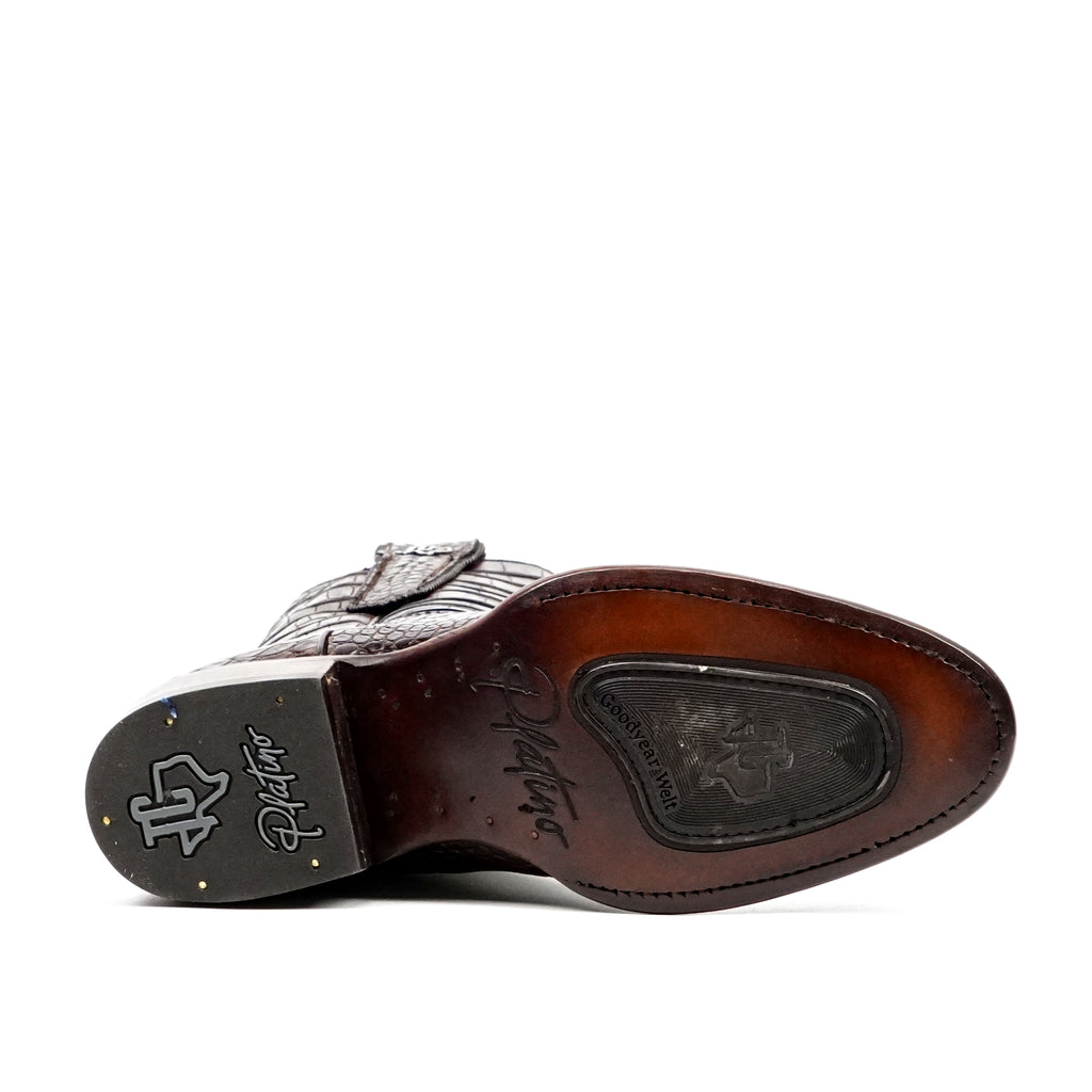 James Platinum Full Alligator Boots - Espresso Brown - Round Toe - Gomez Western Wear