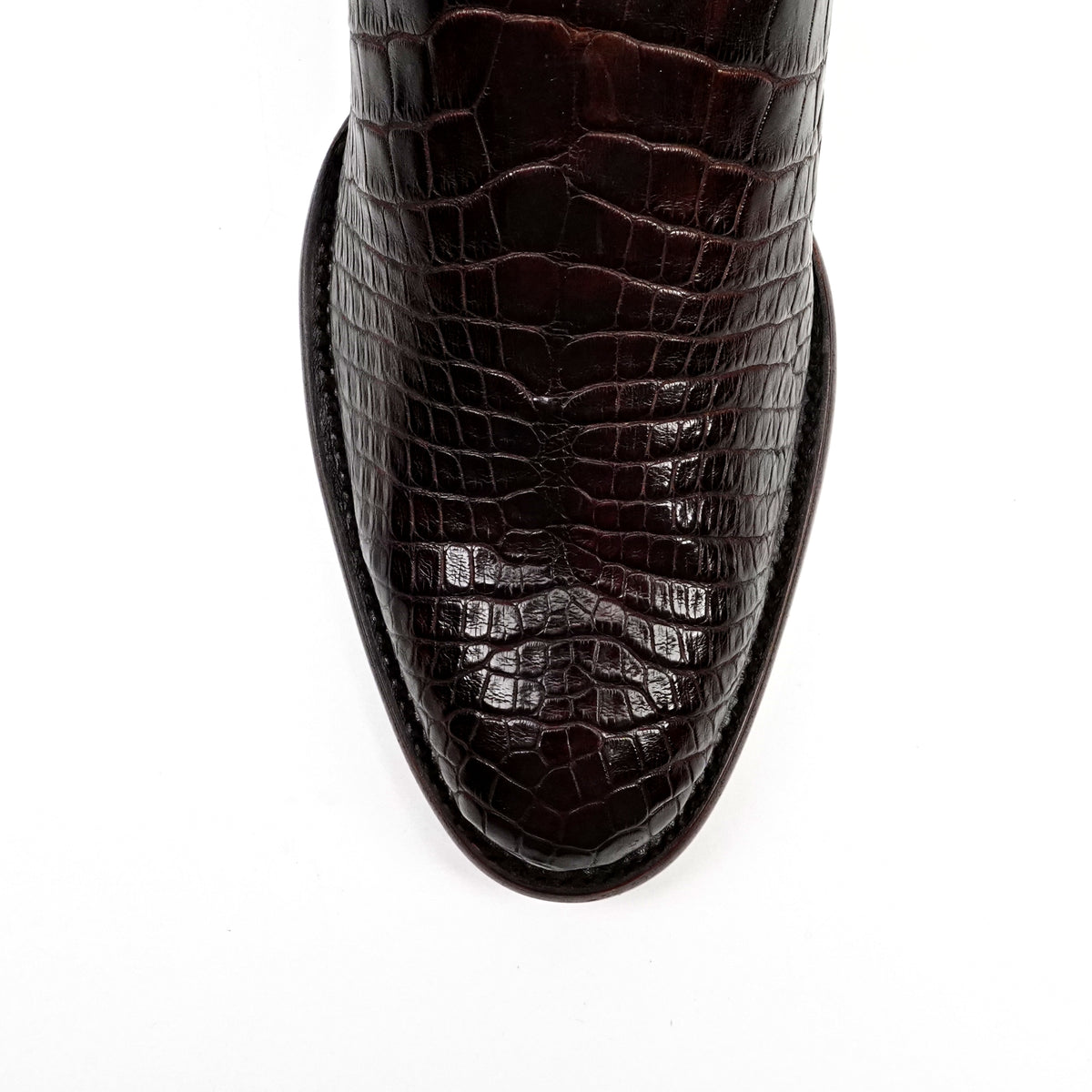 James Platinum Full Alligator Boots - Espresso Brown - Round Toe - Gomez Western Wear