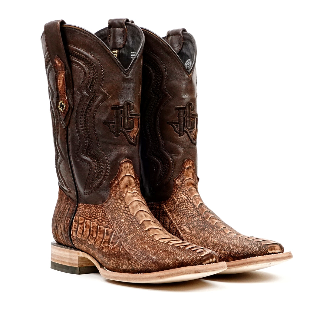 Austin Ostrich Leg Boots - Shedron - Square Toe (PA501) - Gomez Western Wear