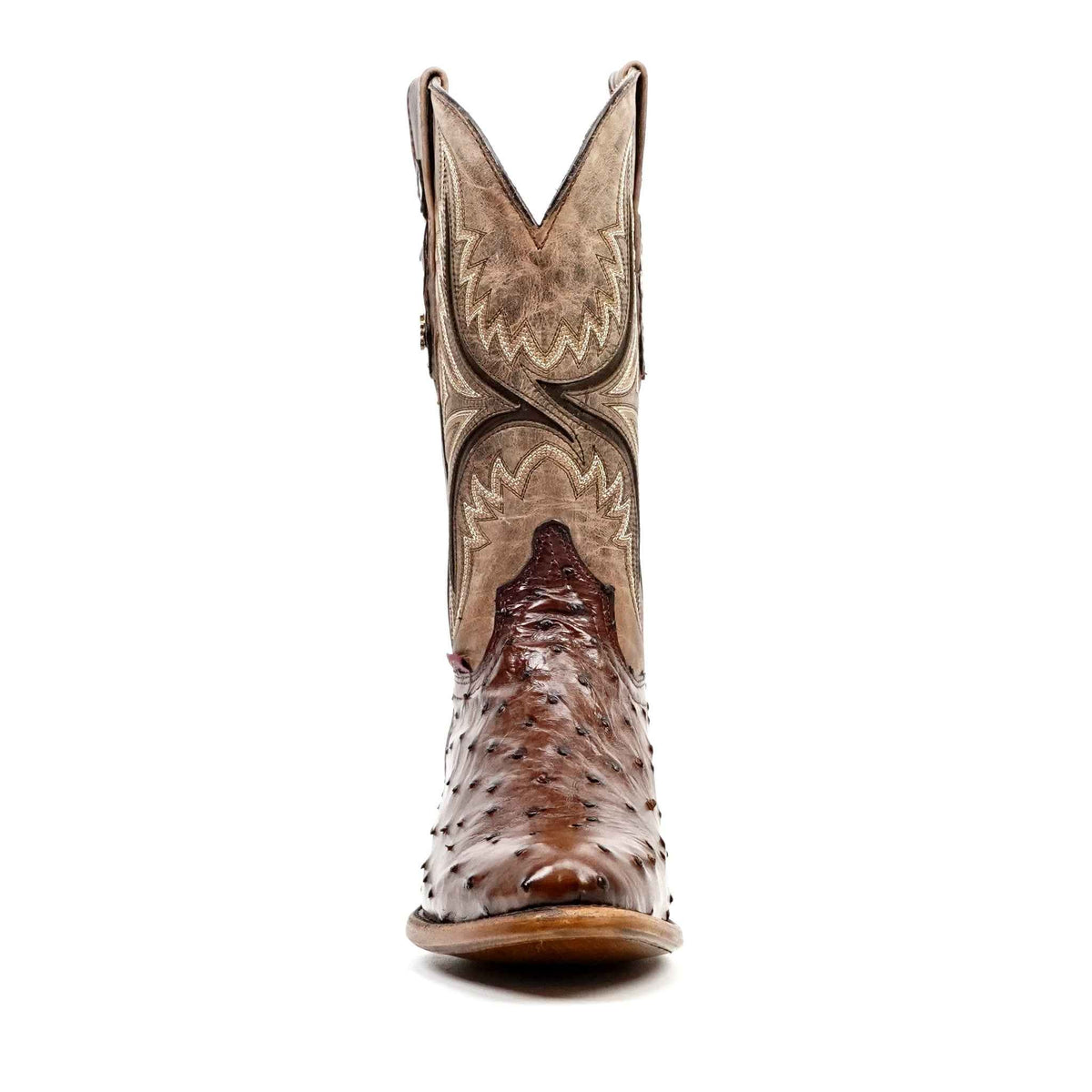 Austin Ostrich Boots - Tobacco - Round Toe (AV230)