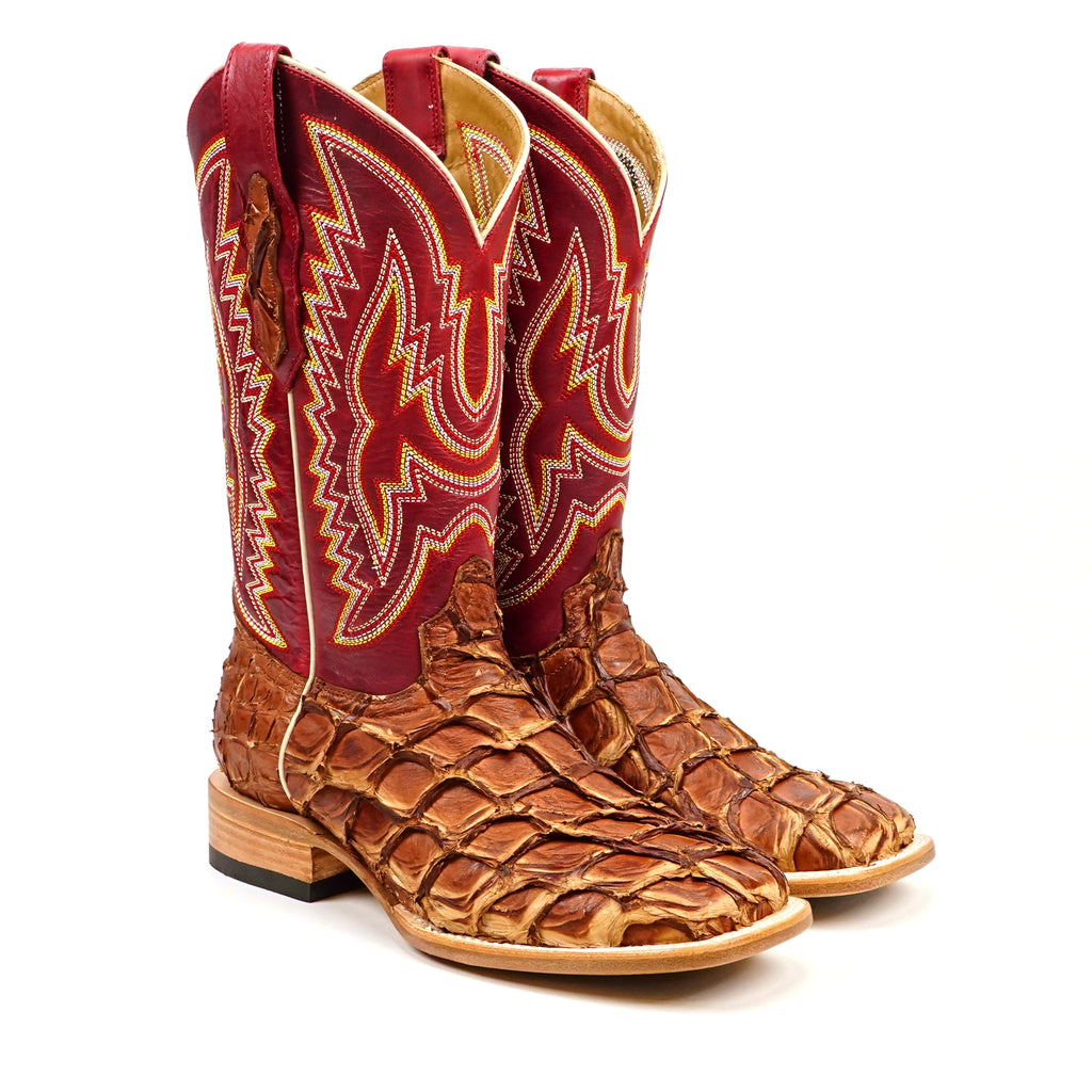 Butch Pirarucu Fish Boots - Matte Pecan - Square Toe