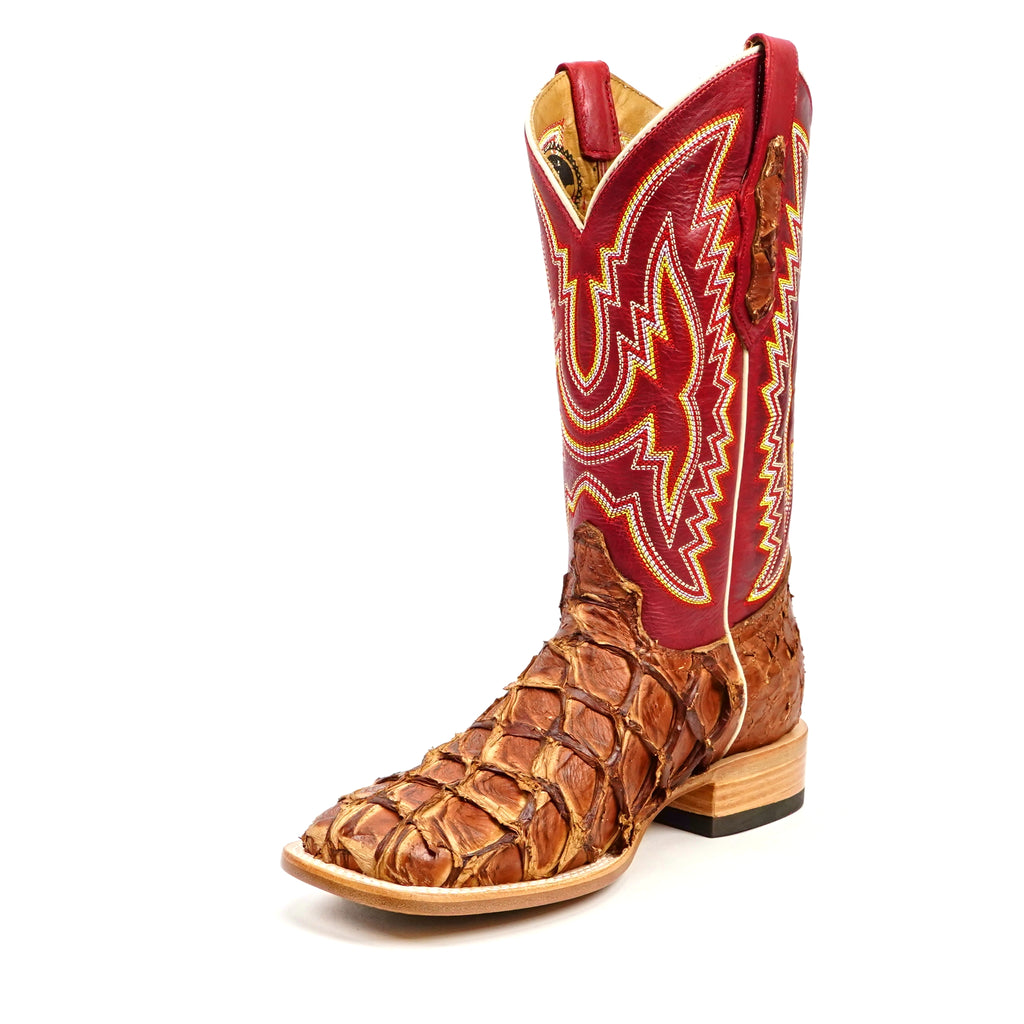Butch Pirarucu Fish Boots - Matte Pecan - Square Toe