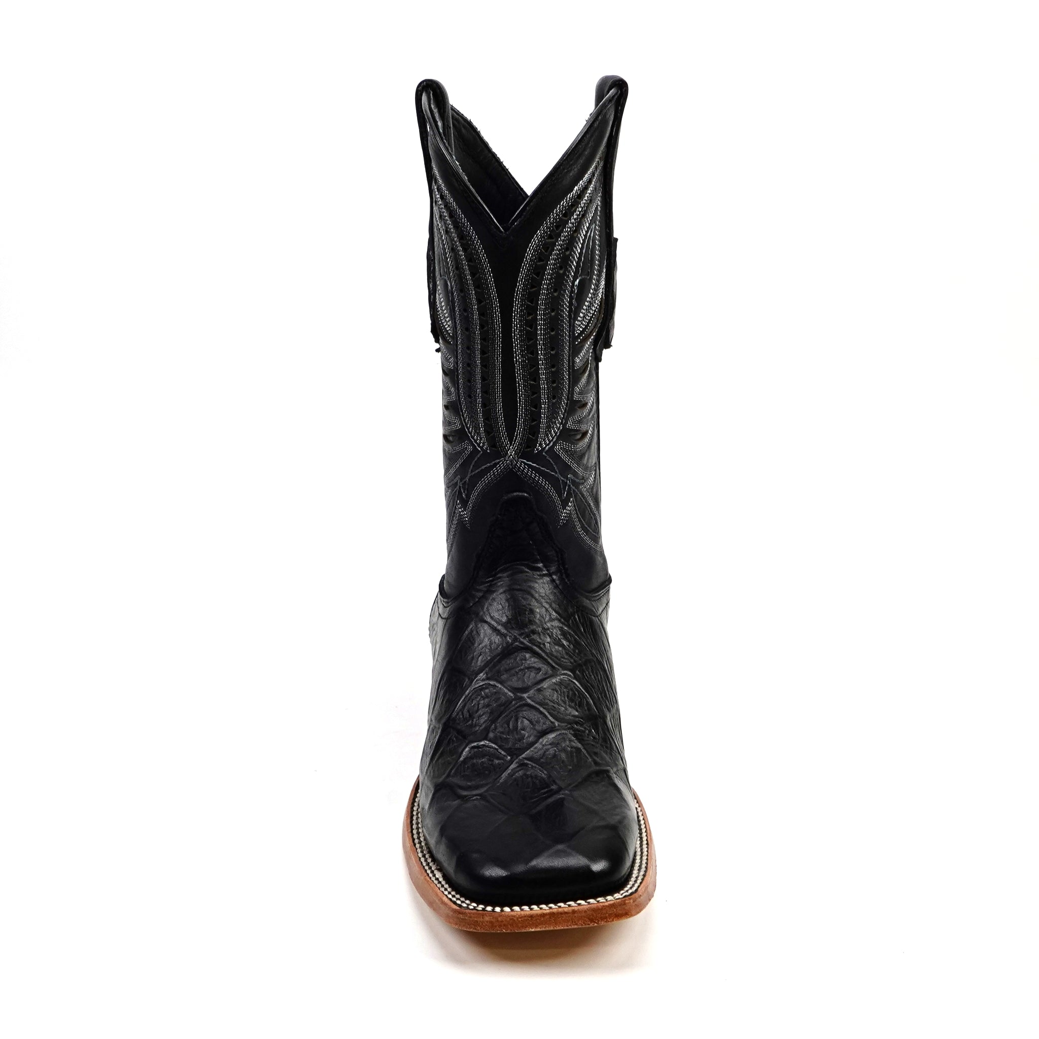Pirarucu Black - Embossed Leather - Square Toe (E687)