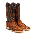 Connor Pirarucu Fish Boots- Pecan - Square Toe (PZ60)