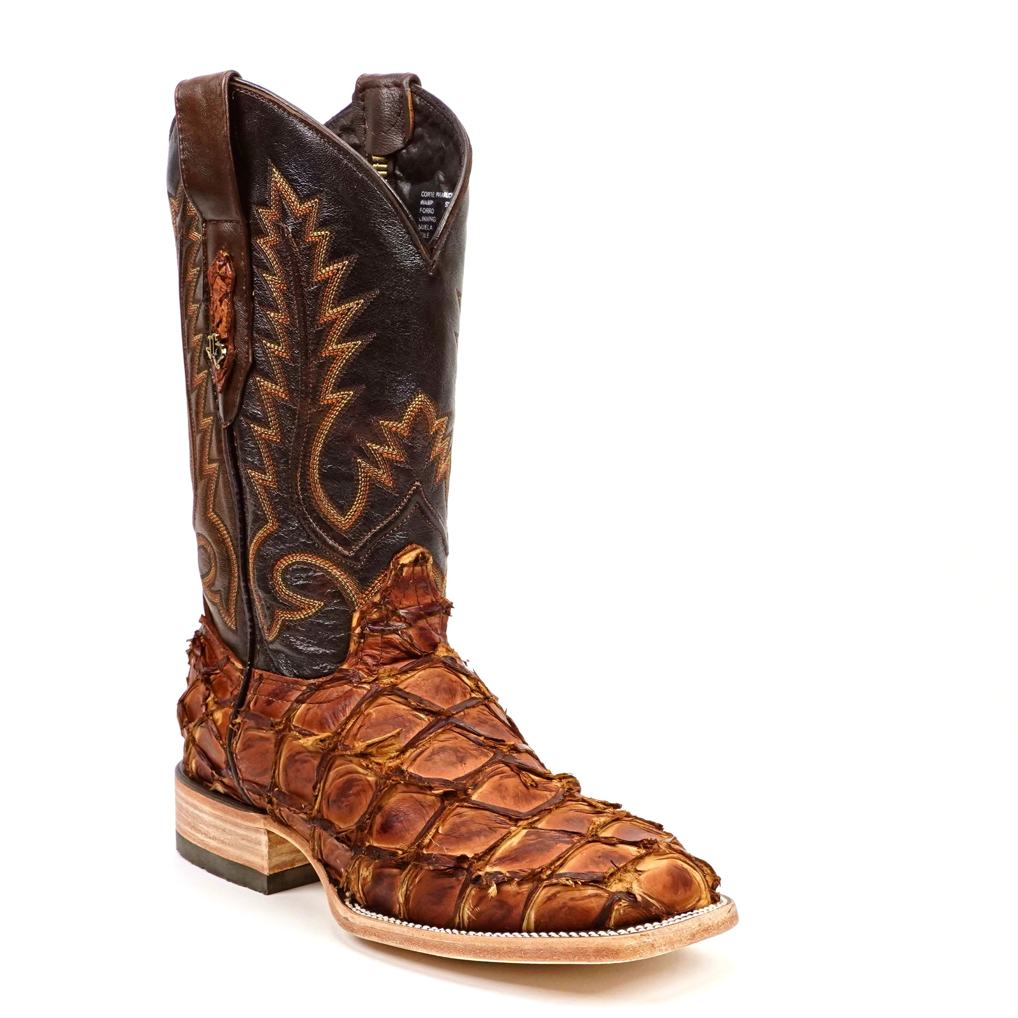 Connor Pirarucu Fish Boots- Pecan - Square Toe (PZ60)