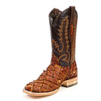 Connor Pirarucu Fish Boots- Pecan - Square Toe (PZ60)