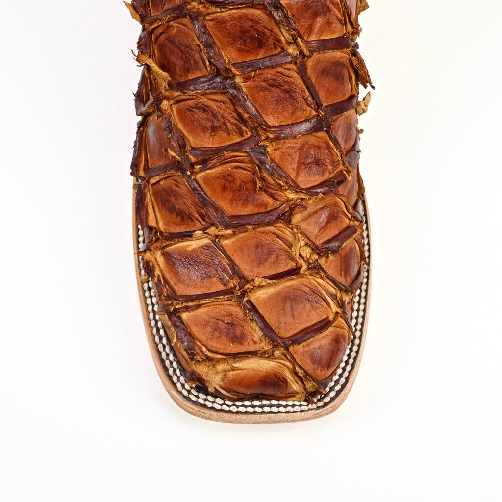 Connor Pirarucu Fish Boots- Pecan - Square Toe (PZ60)