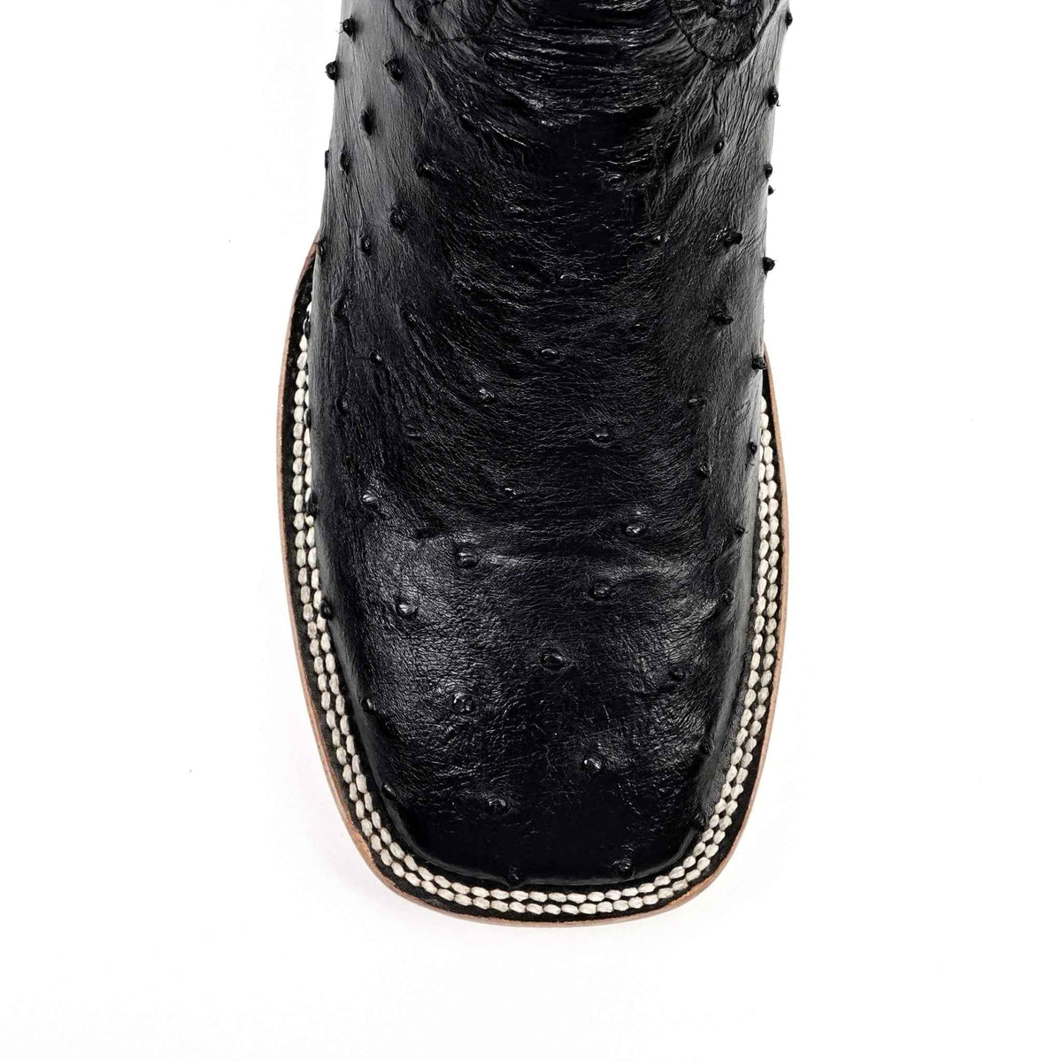 Austin Ostrich Boots - Black - Square Toe (AV20)
