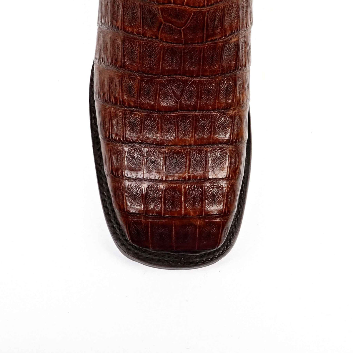Rhodes Platinum Caiman Belly Double Sole Boots - Brandy - Square Toe