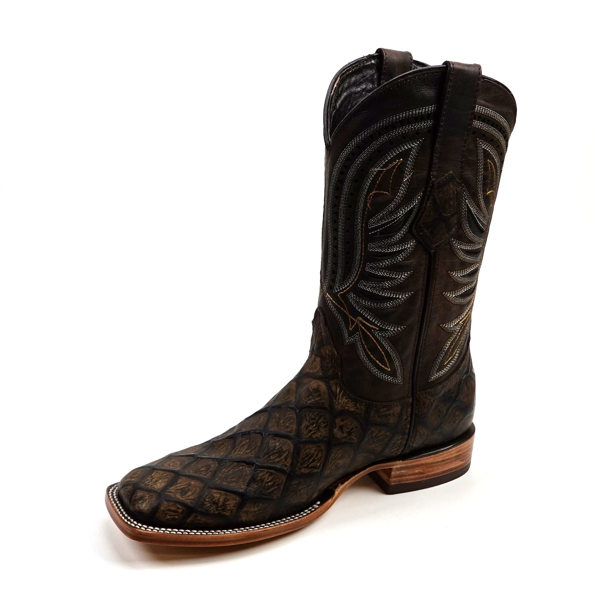 Pirarucu Camel - Embossed Leather - Square Toe (E688)