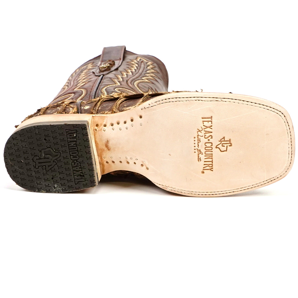 Connor Pirarucu Fish Boots - Orix Choco - Square Toe (PZ60)