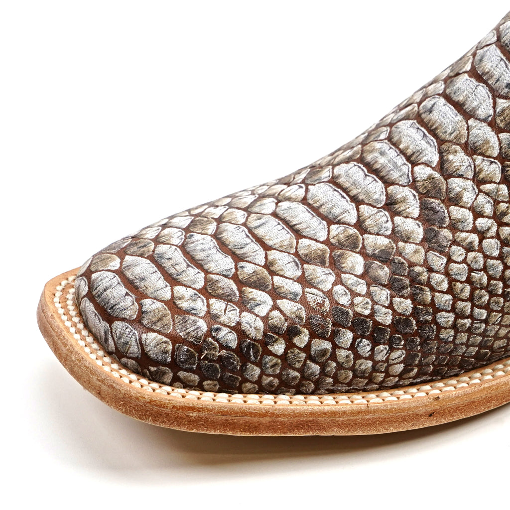 Python Camel - Embossed Leather - Square Toe (E913)