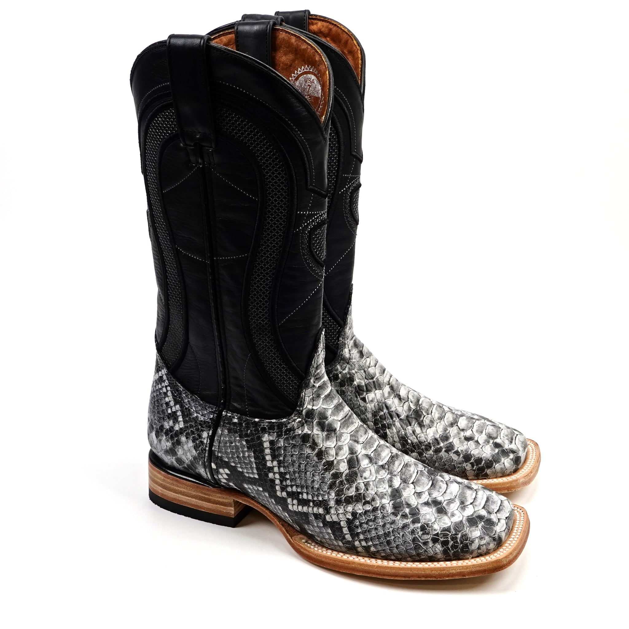 Python Natural - Embossed Leather - Square Toe (E913)