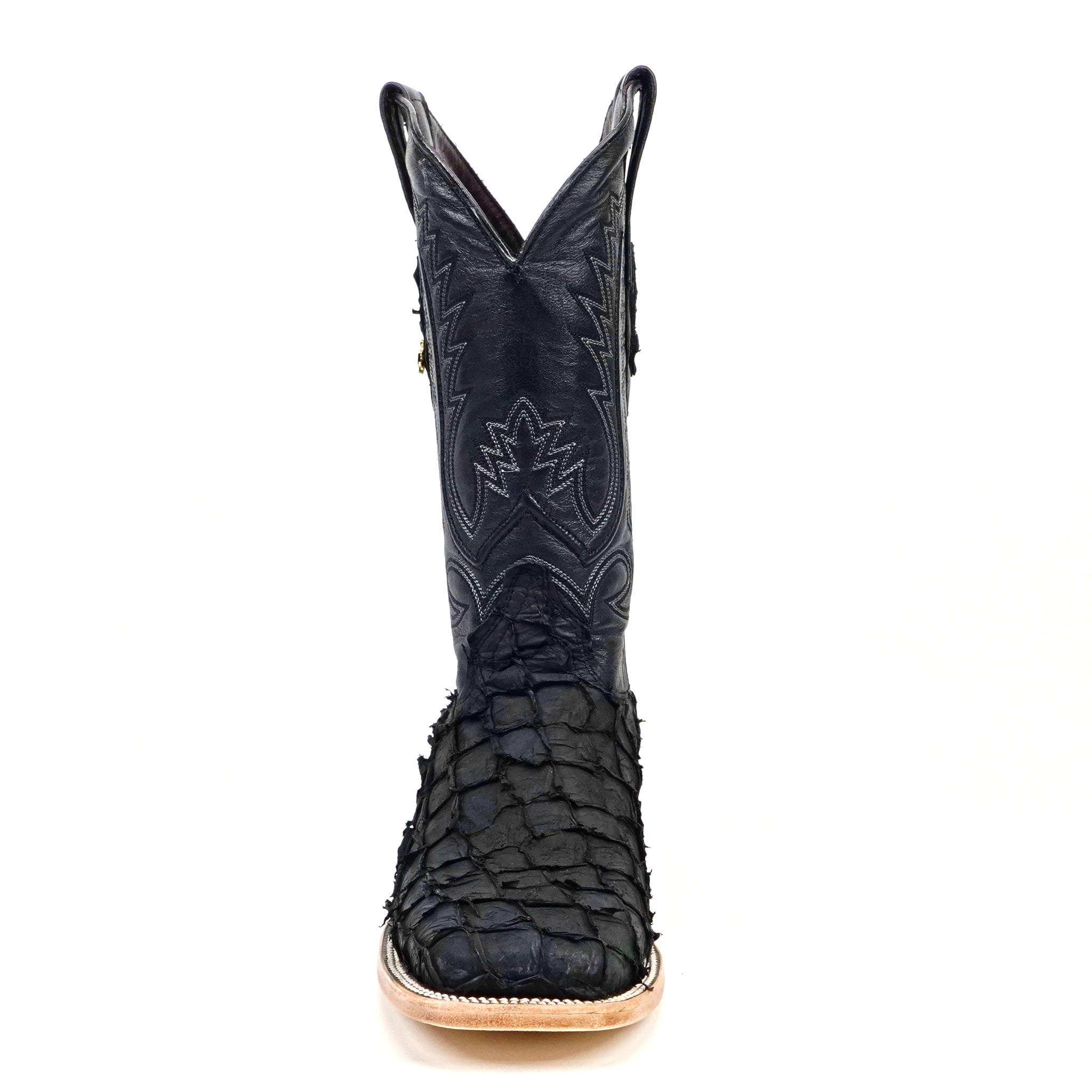Connor Pirarucu Fish Boots - Matte Black - Square Toe (PZ60)