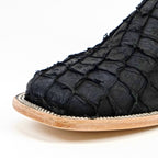 Connor Pirarucu Fish Boots - Matte Black - Square Toe (PZ60)