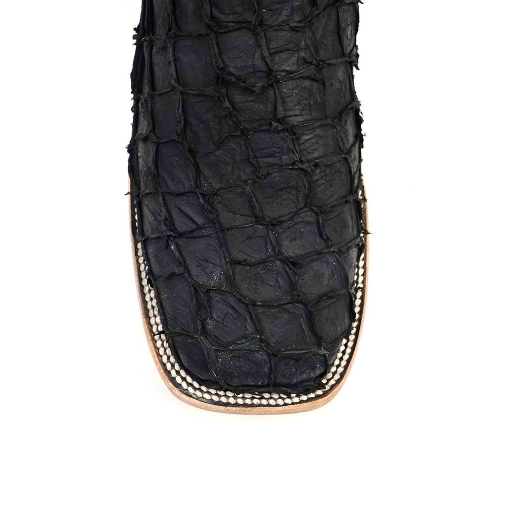 Connor Pirarucu Fish Boots - Matte Black - Square Toe (PZ60)