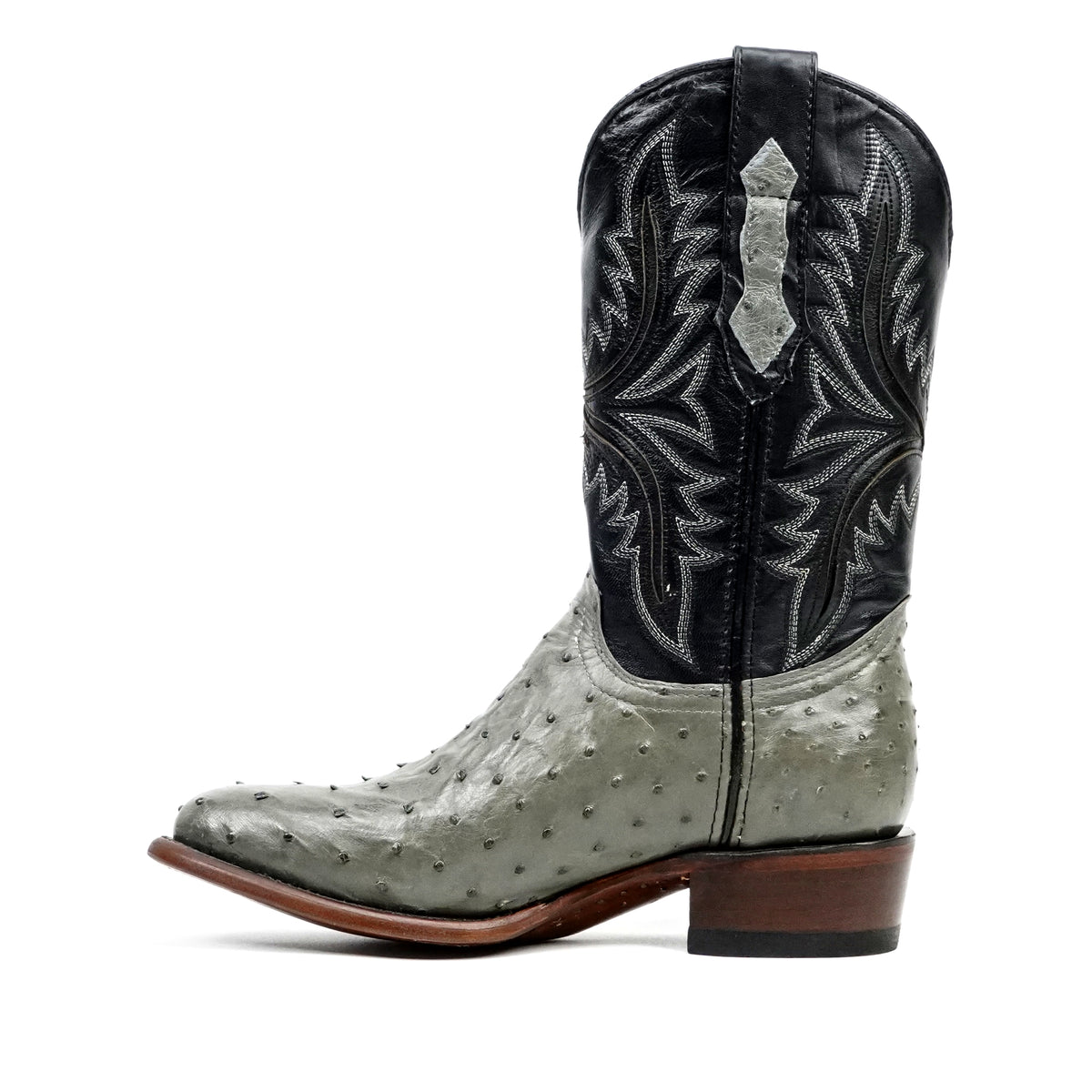 Austin Ostrich Boots - Oxford Gray - Round Toe (AV230)