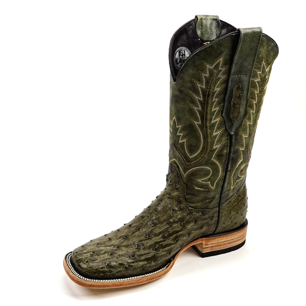 Austin Ostrich Boots - Agave - Square Toe (AV20)