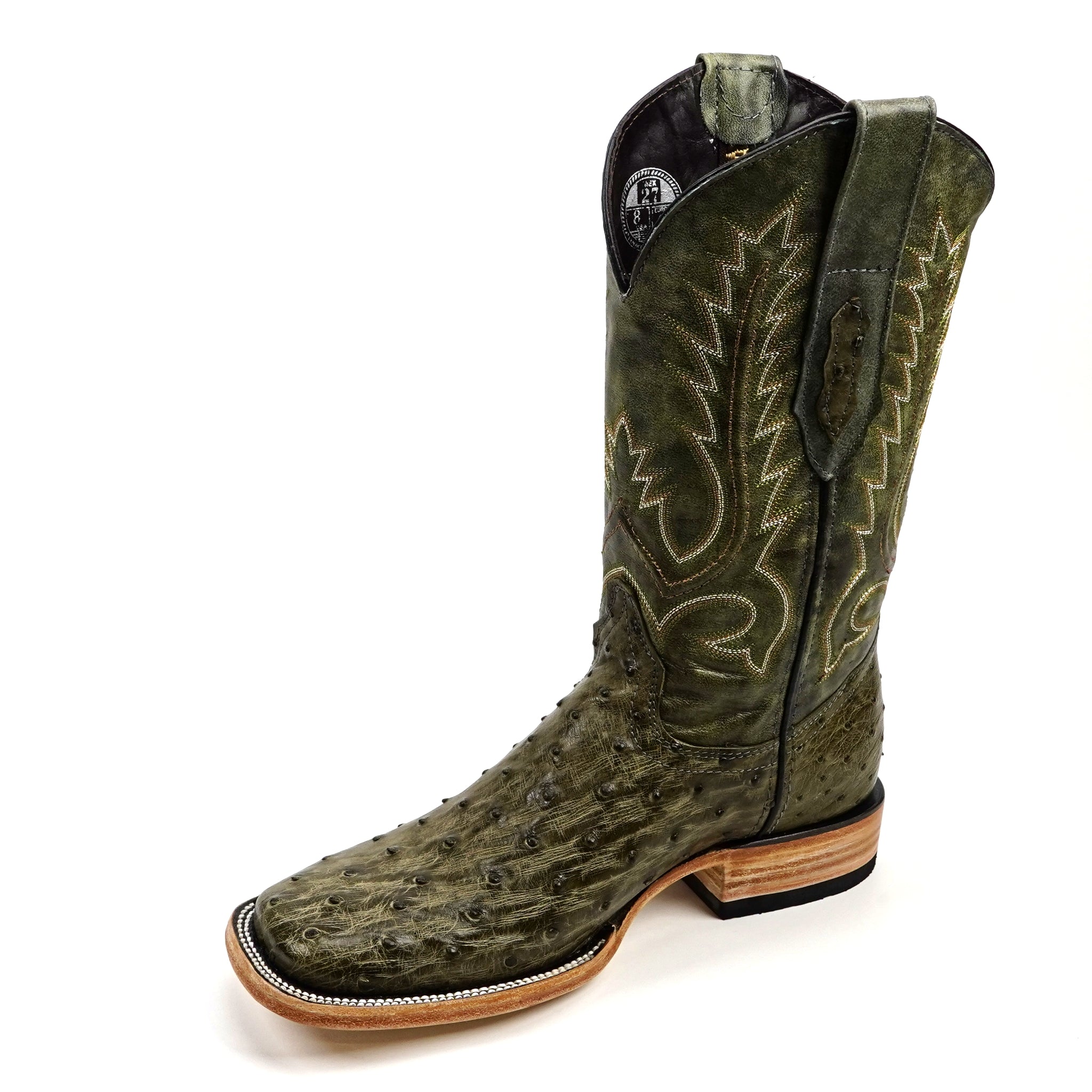 Austin Ostrich Boots - Agave - Square Toe (AV20)