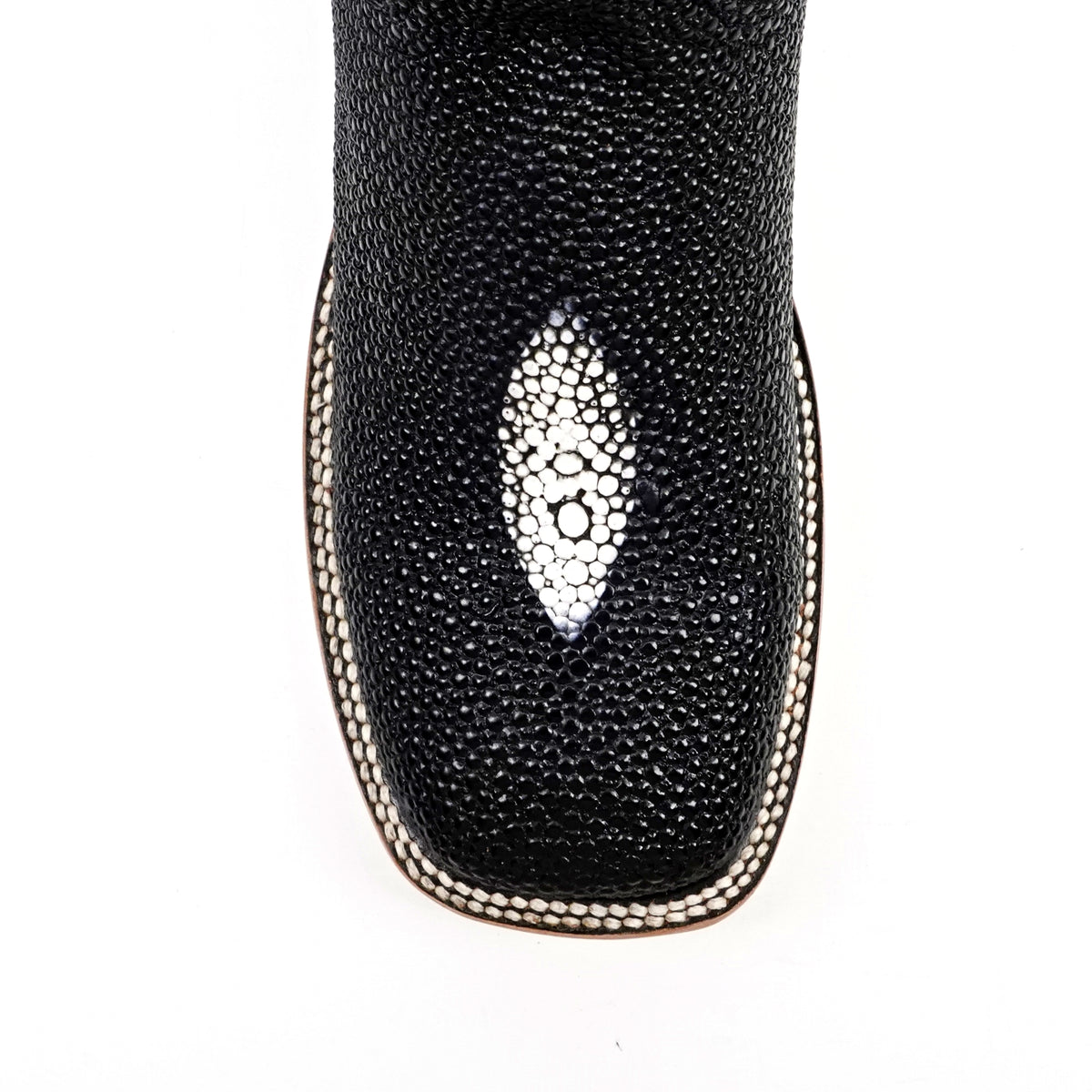Stingray Black Boots - Embossed Leather - Square Toe (E442)