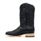 Rush Black Basketweave Boots - Square Toe (E633)