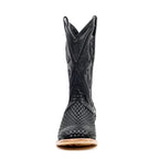 Rush Black Basketweave Boots - Square Toe (E633)