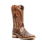 Pirarucu Chocolate Boots - Embossed Leather - Square Toe (E687)