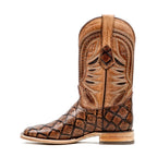 Pirarucu Chocolate Boots - Embossed Leather - Square Toe (E687)