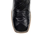 Pirarucu Black Boots - Embossed Leather - Square Toe (E687)