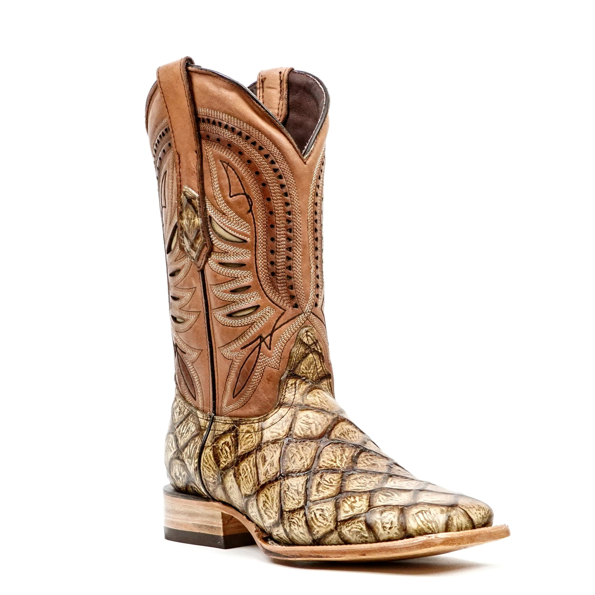 Pirarucu Orix Boots - Embossed Leather - Square Toe (E687)