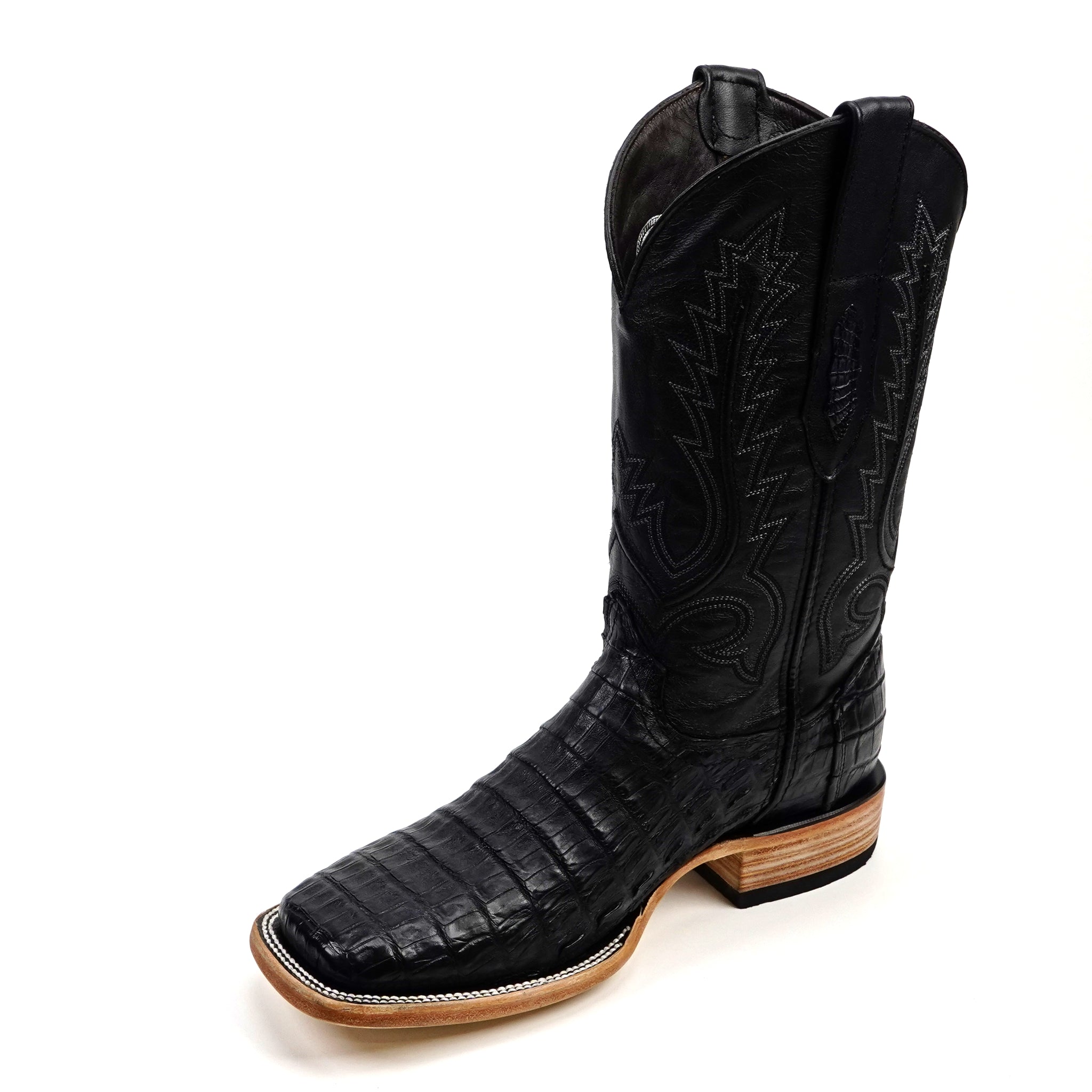 Rhodes Caiman Belly Boots - Navy Blue - Square Toe (LM10)