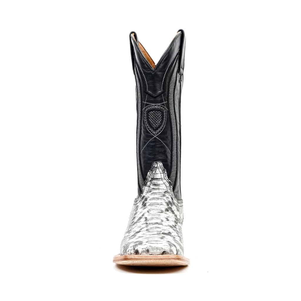 Python Natural Cowboy Boots - Embossed Leather - Square Toe (E913)