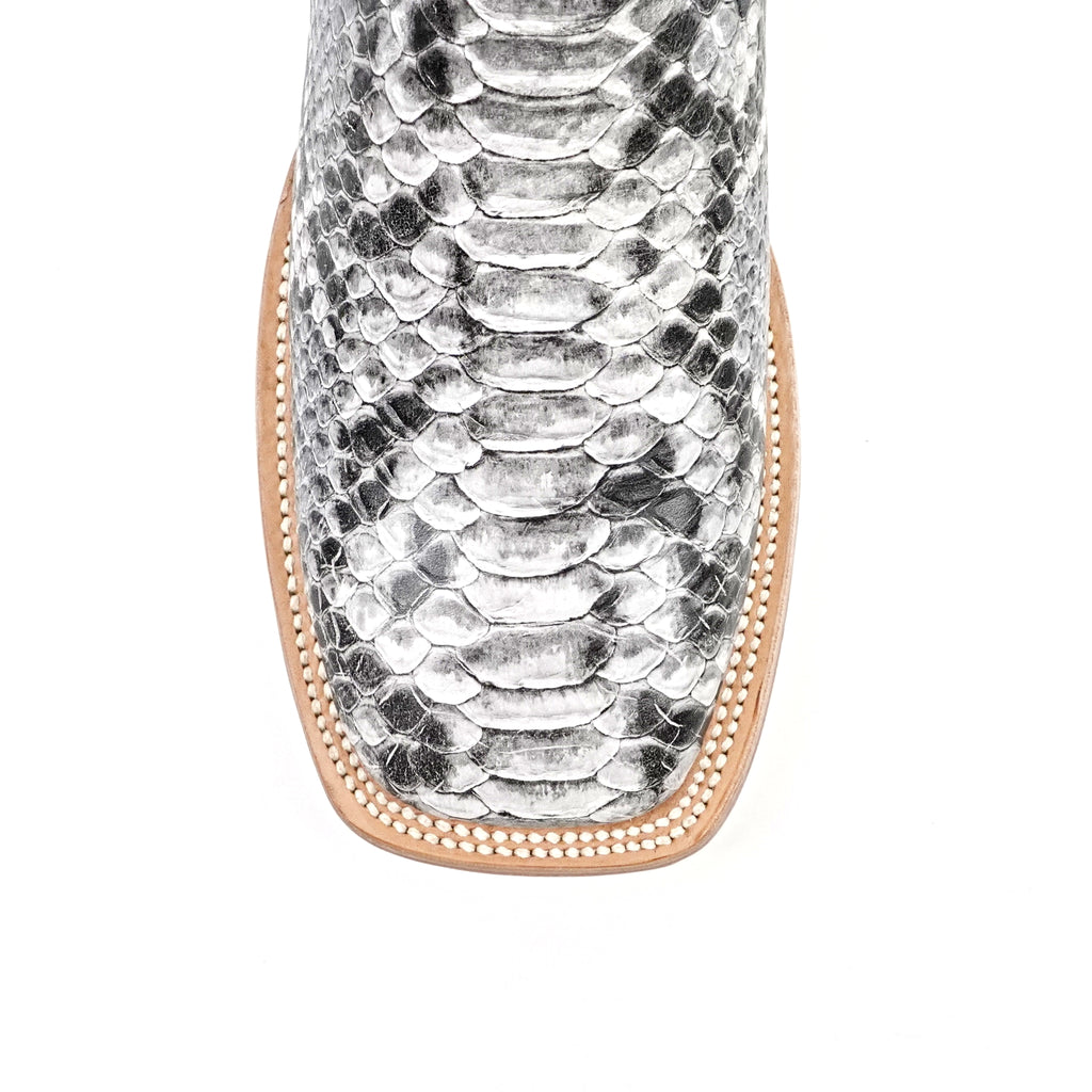 Python Natural Cowboy Boots - Embossed Leather - Square Toe (E913)