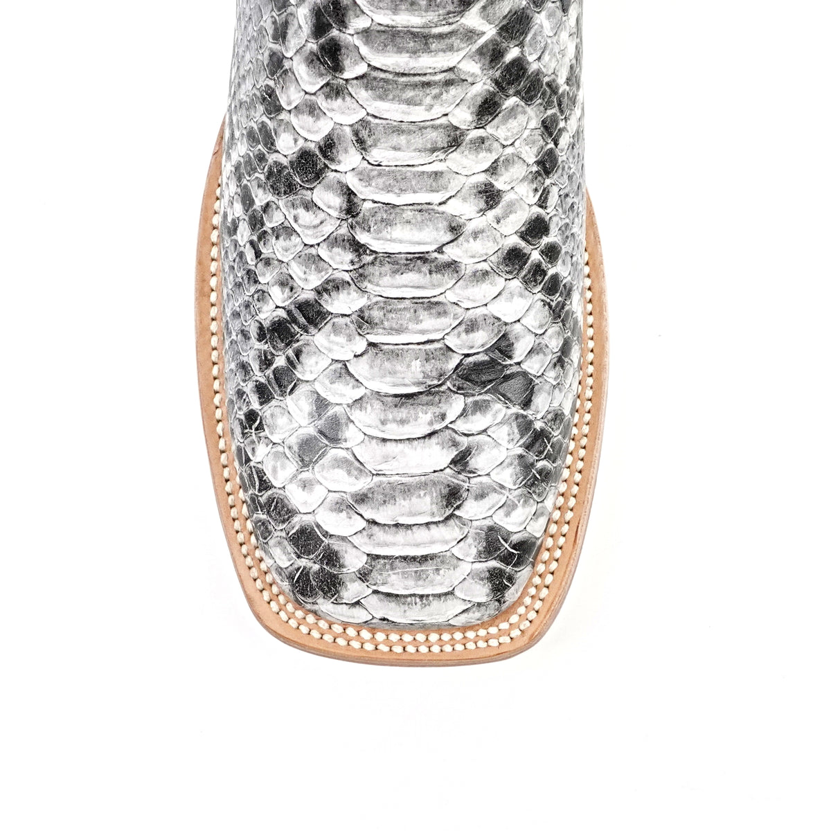 Python Natural Cowboy Boots - Embossed Leather - Square Toe (E913)
