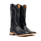 Python Black Boots - Embossed Leather - Square Toe (E913)