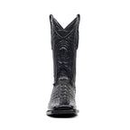Alligator Hornback Black Boots - Embossed Leather - Square Toe (E930)