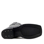 Alligator Hornback Black Boots - Embossed Leather - Square Toe (E930)