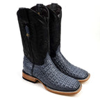 Rhodes Caiman Hornback Boots - Denim Blue- Square Toe (LM10)