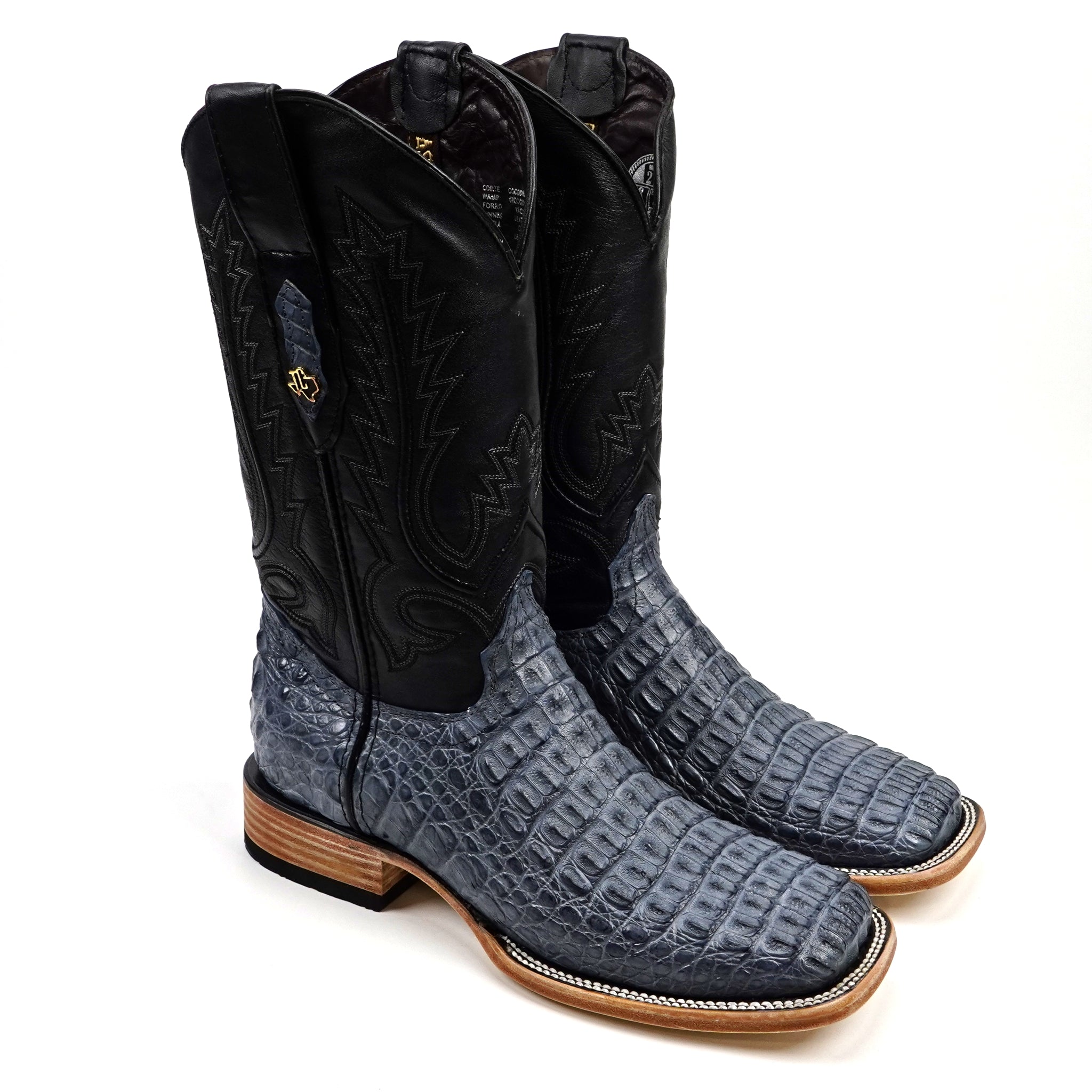 Rhodes Caiman Hornback Boots - Denim Blue- Square Toe (LM10)
