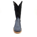 Rhodes Caiman Hornback Boots - Denim Blue- Square Toe (LM10)