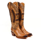 Priscila Cleyton Tobacco Cowgirl Boot - Tall Shaft - Snip Toe (E871)